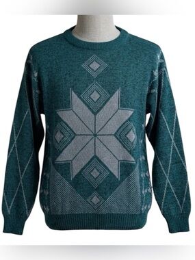 Compagnie Energique Vintage 80’ Teal Sweater size medium granny
